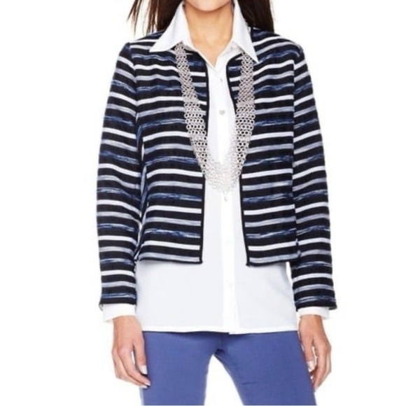 MarlaWynne Striped Lightweight Jacket Topper - Picture 1 of 10